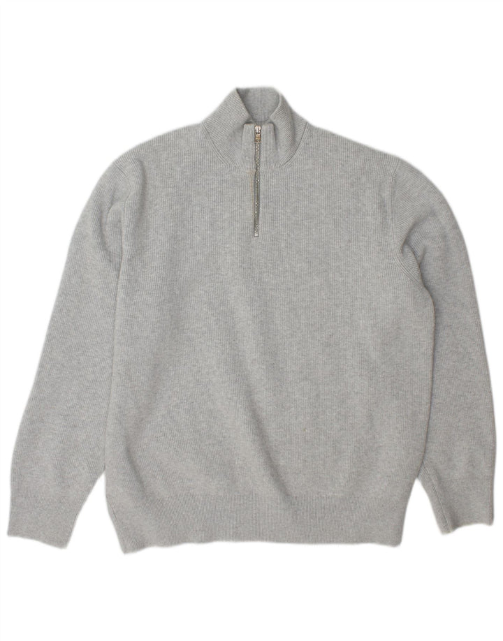 Suéter masculino Marks & Spencer com zíper e gola XL poliéster cinza