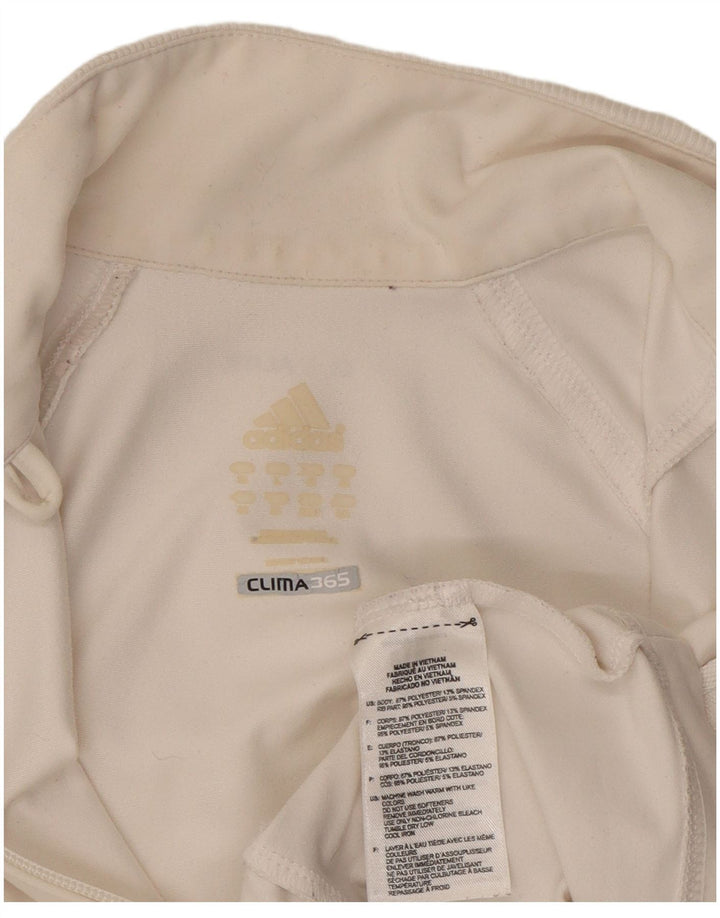 Adidas Womens Tracksuit Top Jacket UK 16 Grande Branco Poliéster