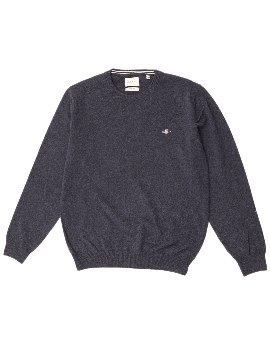 Suéter masculino Gant com gola redonda, grande lã de cordeiro azul marinho