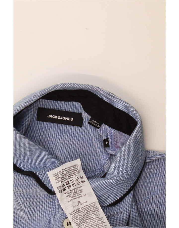 Camisa polo masculina Jack & Jones grande algodão manchado azul