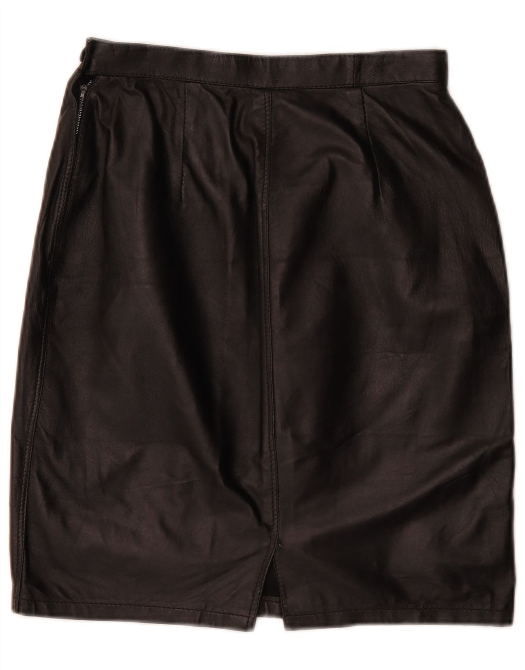 Saia lápis feminina vintage de couro W26 pequena preta