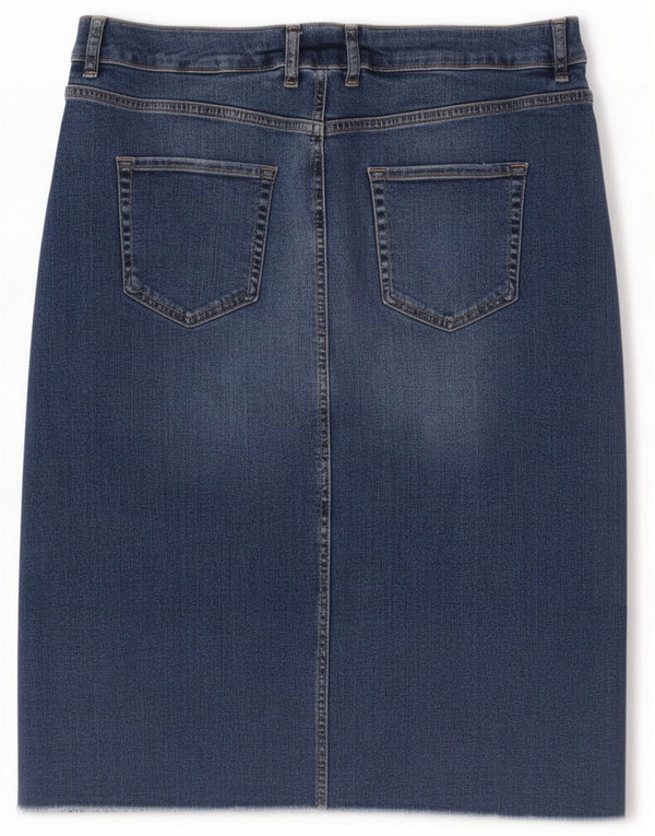 Saia jeans feminina Marks & Spencer Reino Unido 16 Grande W34 L27 Algodão azul