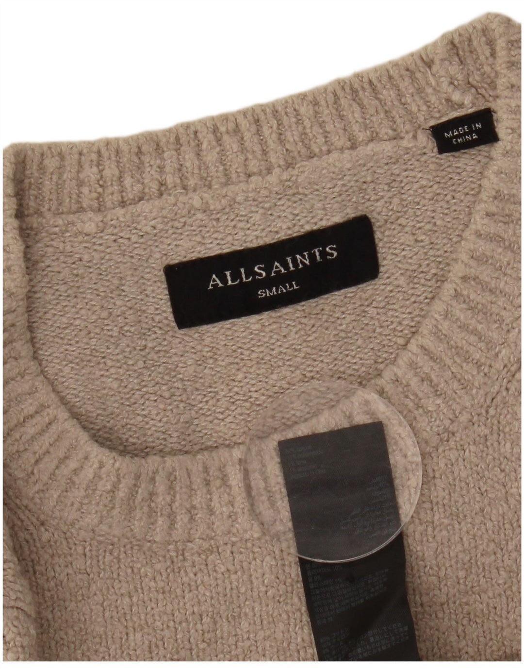 Suéter masculino ALL SAINTS com gola redonda e algodão bege pequeno