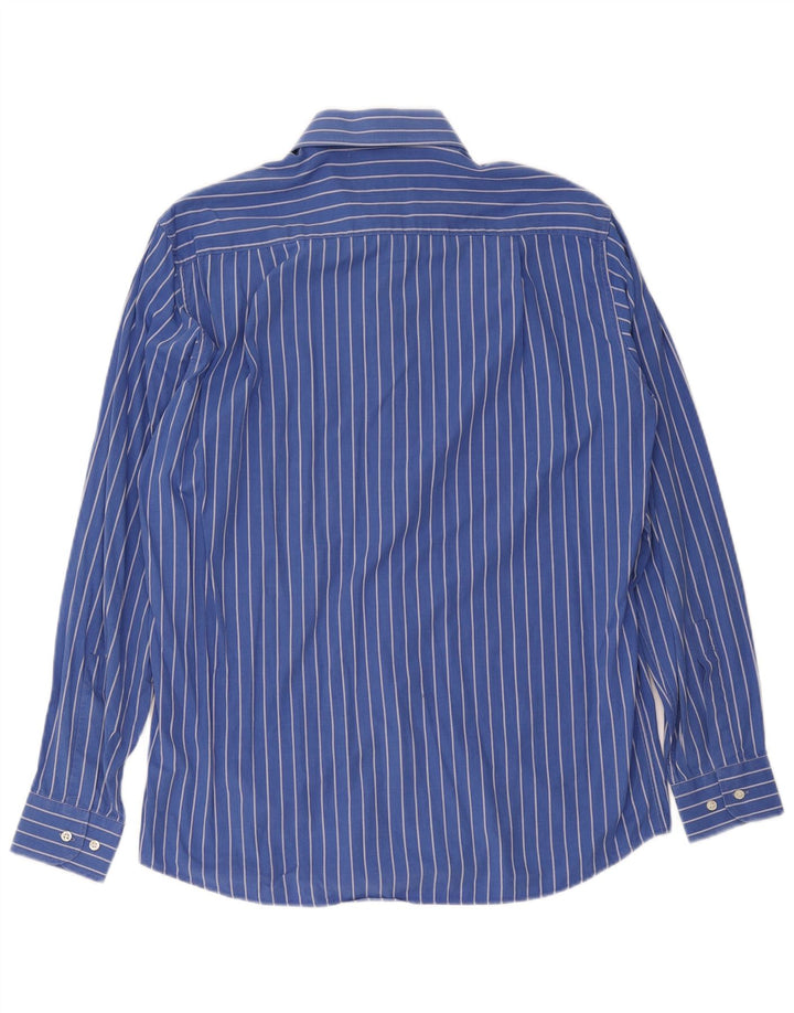 Camisa masculina Roccobarocco tamanho 40 15 3/4 risca de giz azul médio