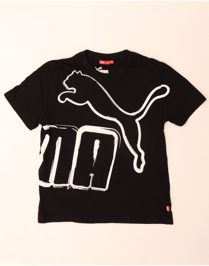 Puma Mens Graphic T-Shirt Top Grande Algodão Preto