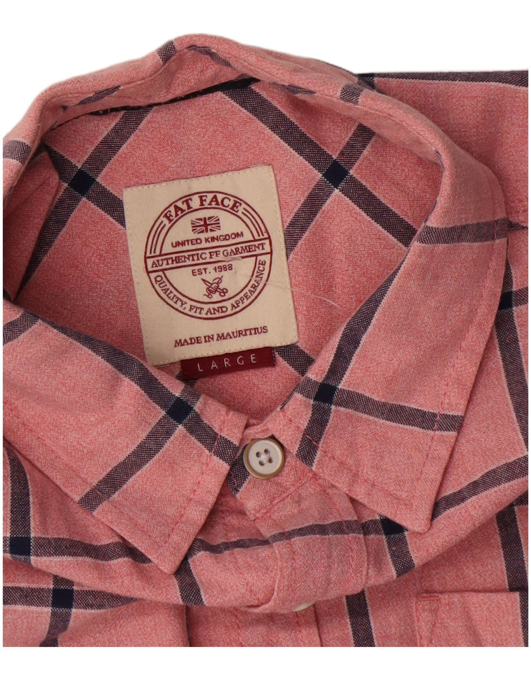 Camisa masculina de manga curta Fat Face grande algodão xadrez rosa