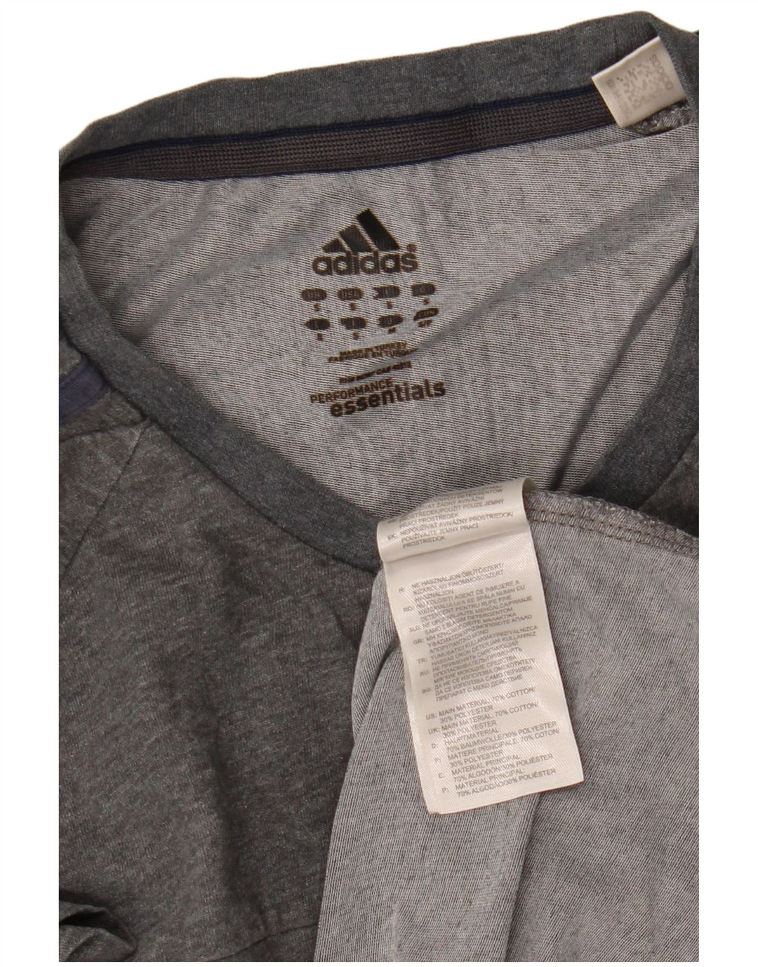 Camiseta masculina Adidas Climalite Top pequeno algodão manchado cinza