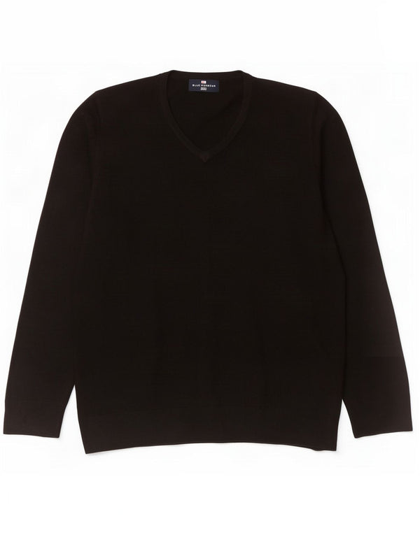 Suéter masculino Marks & Spencer Blue Harbor com decote em V médio preto