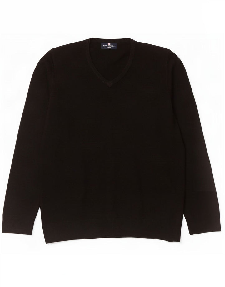 Suéter masculino Marks & Spencer Blue Harbor com decote em V médio preto