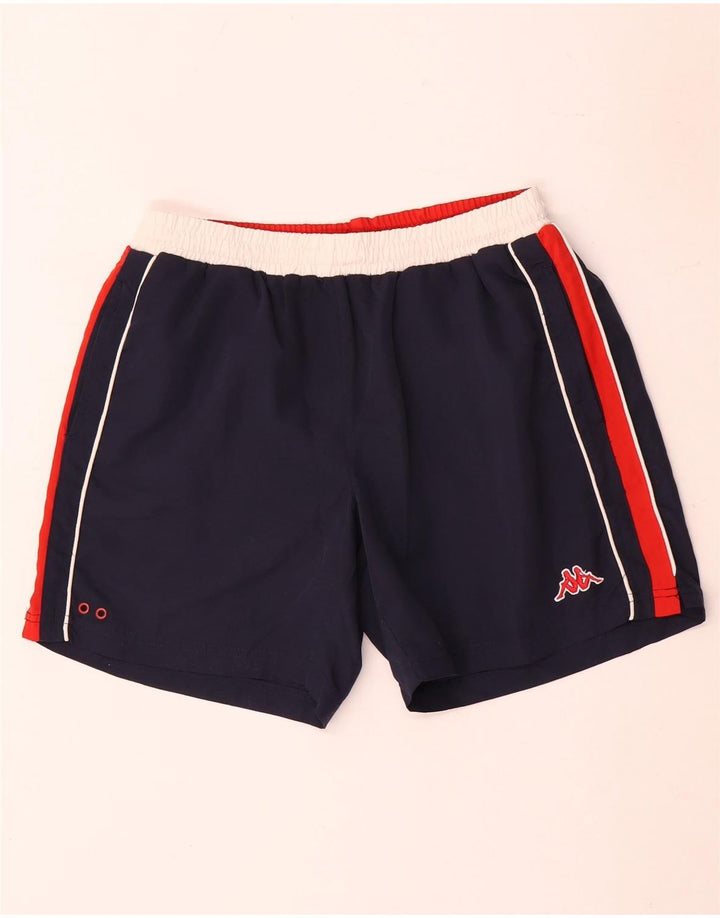 Kappa Mens Sport Shorts Médio Azul Marinho Colourblock Poliéster