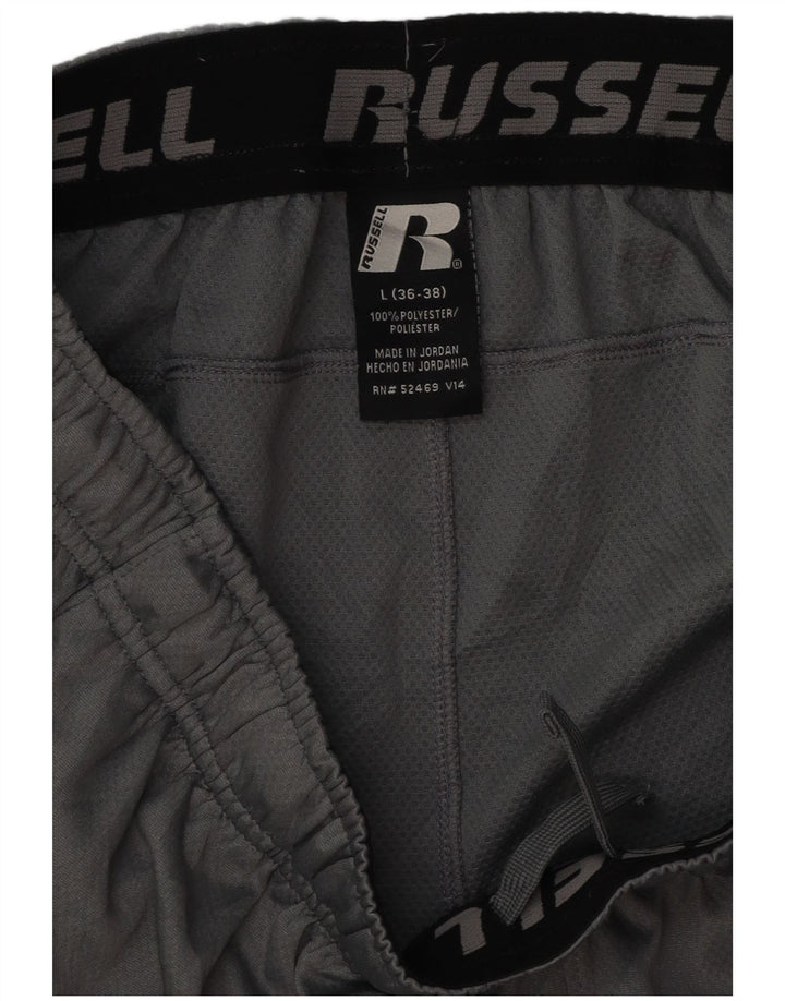 RUSSELL ATLÉTICO Mens Dri-Power Sport Shorts Grande Bloco de cores cinza