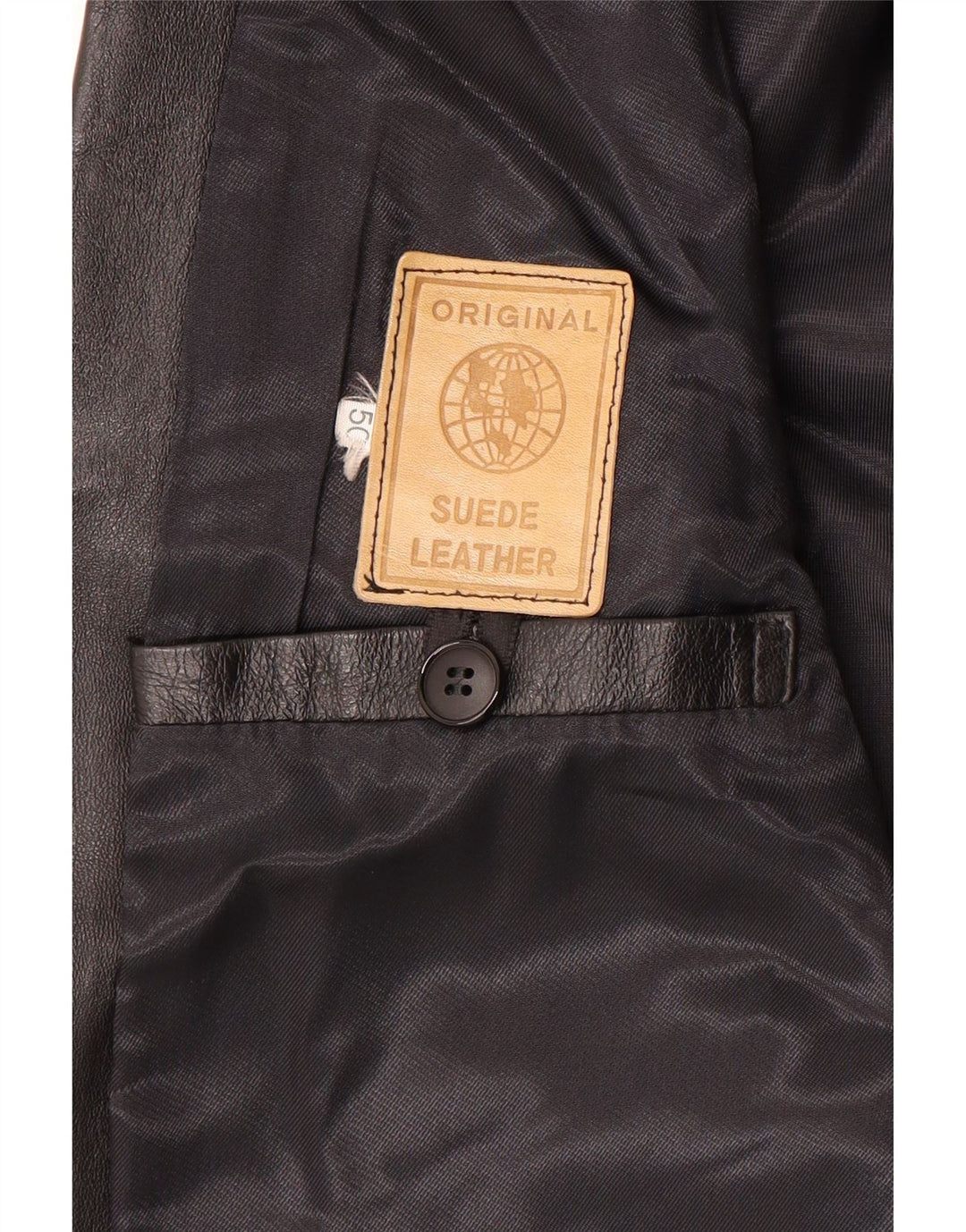 Jaqueta blazer de couro masculina vintage com 2 botões IT 50 couro preto grande