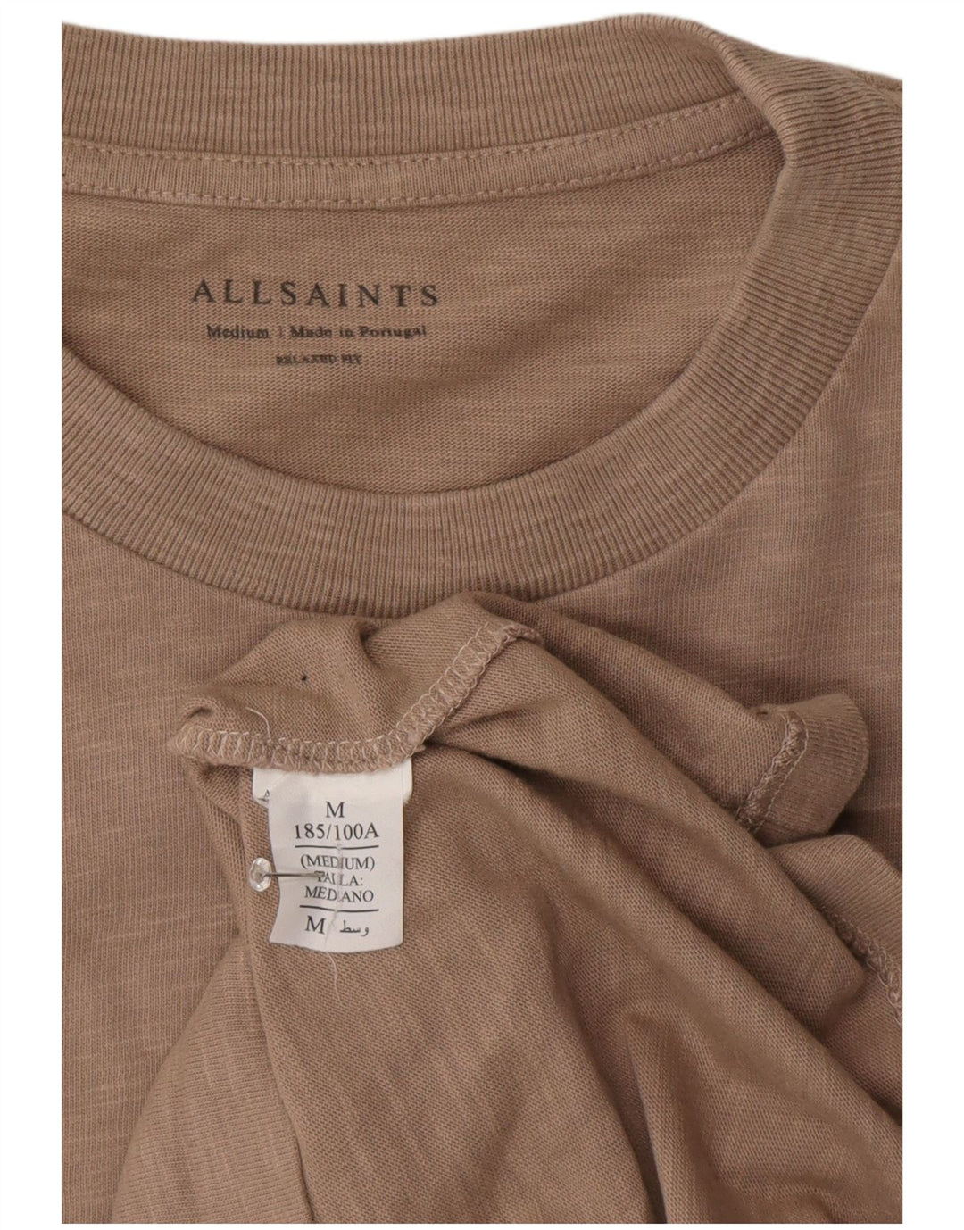 All Saints Mens Top Manga Longa Médio Bege Salpicado