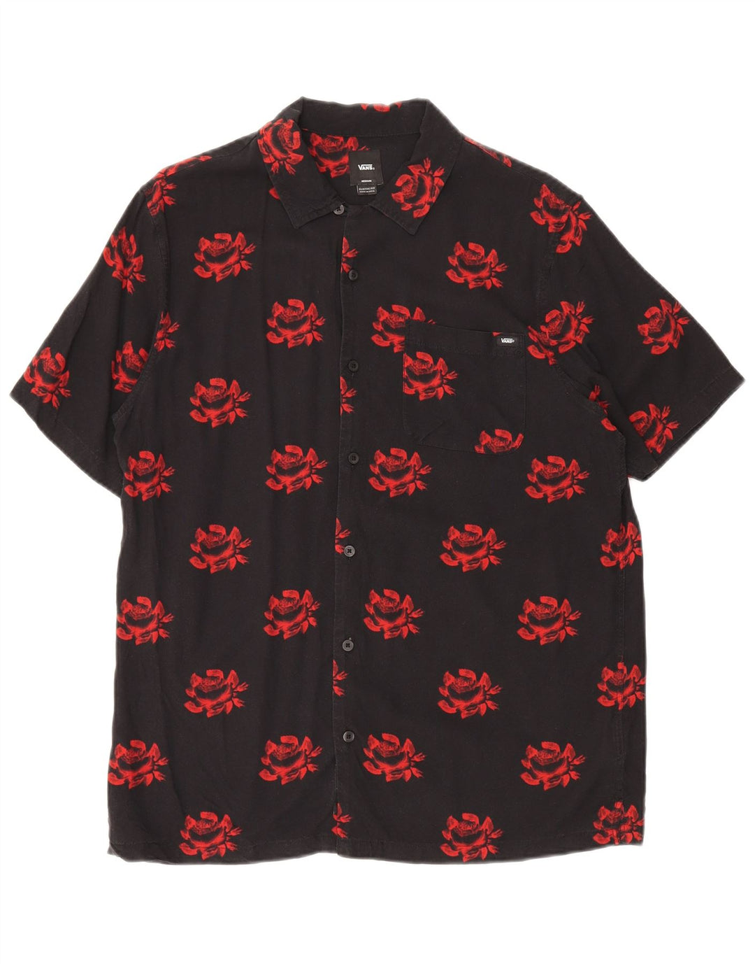Camisa Vans Masculina Manga Curta Classic Fit Médio Preto Floral Tropical