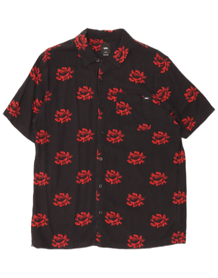 Camisa Vans Masculina Manga Curta Classic Fit Médio Preto Floral Tropical