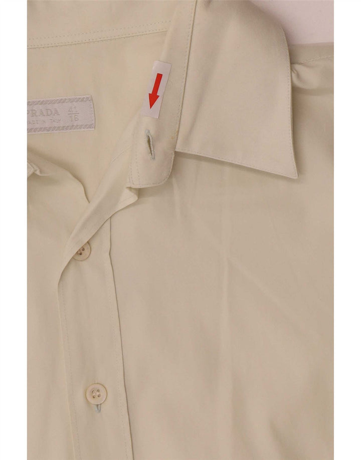 Prada Mens Shirt Tamanho 41 16 Grande Algodão Off White