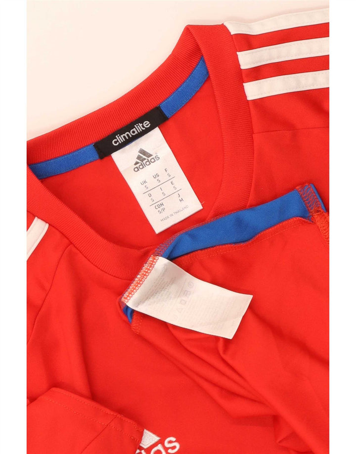Adidas Mens Climalite Camiseta Top Pequeno Poliéster Colorblock Vermelho
