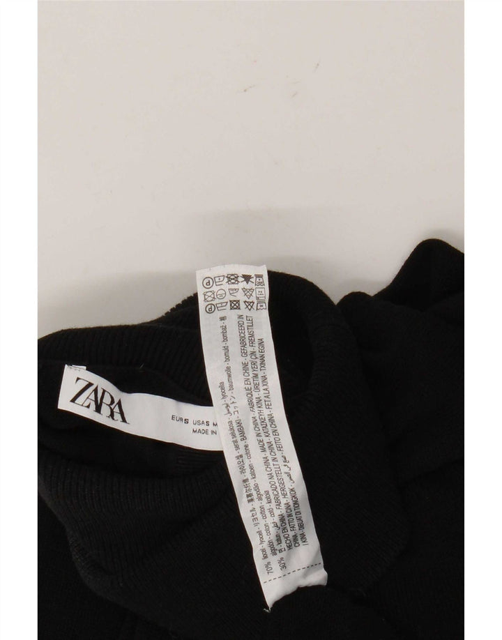 Suéter feminino Zara com gola redonda e lyocell preto pequeno Reino Unido 10