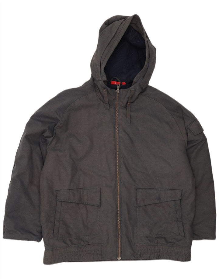 Jaqueta corta-vento masculina Puma com capuz UK 40 grande algodão cinza