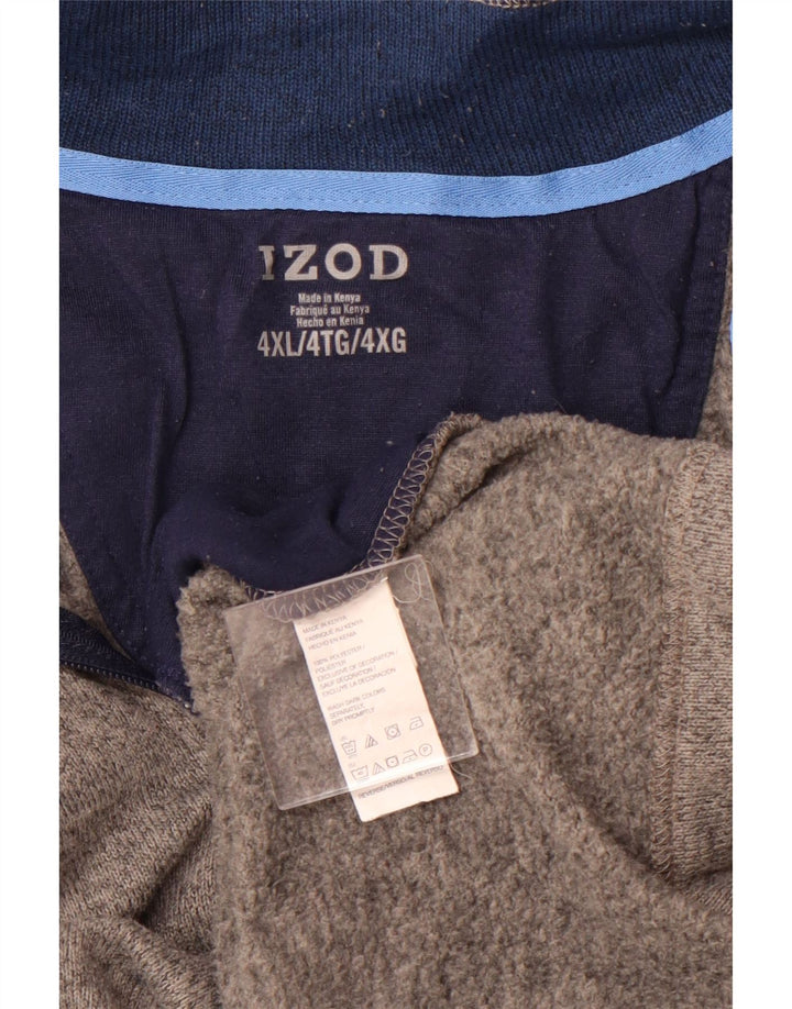 Suéter masculino IZOD com capuz e zíper com zíper 4XL poliéster cinza
