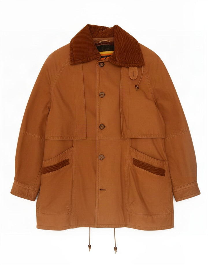 Casaco de couro masculino vintage UK 40 grande marrom
