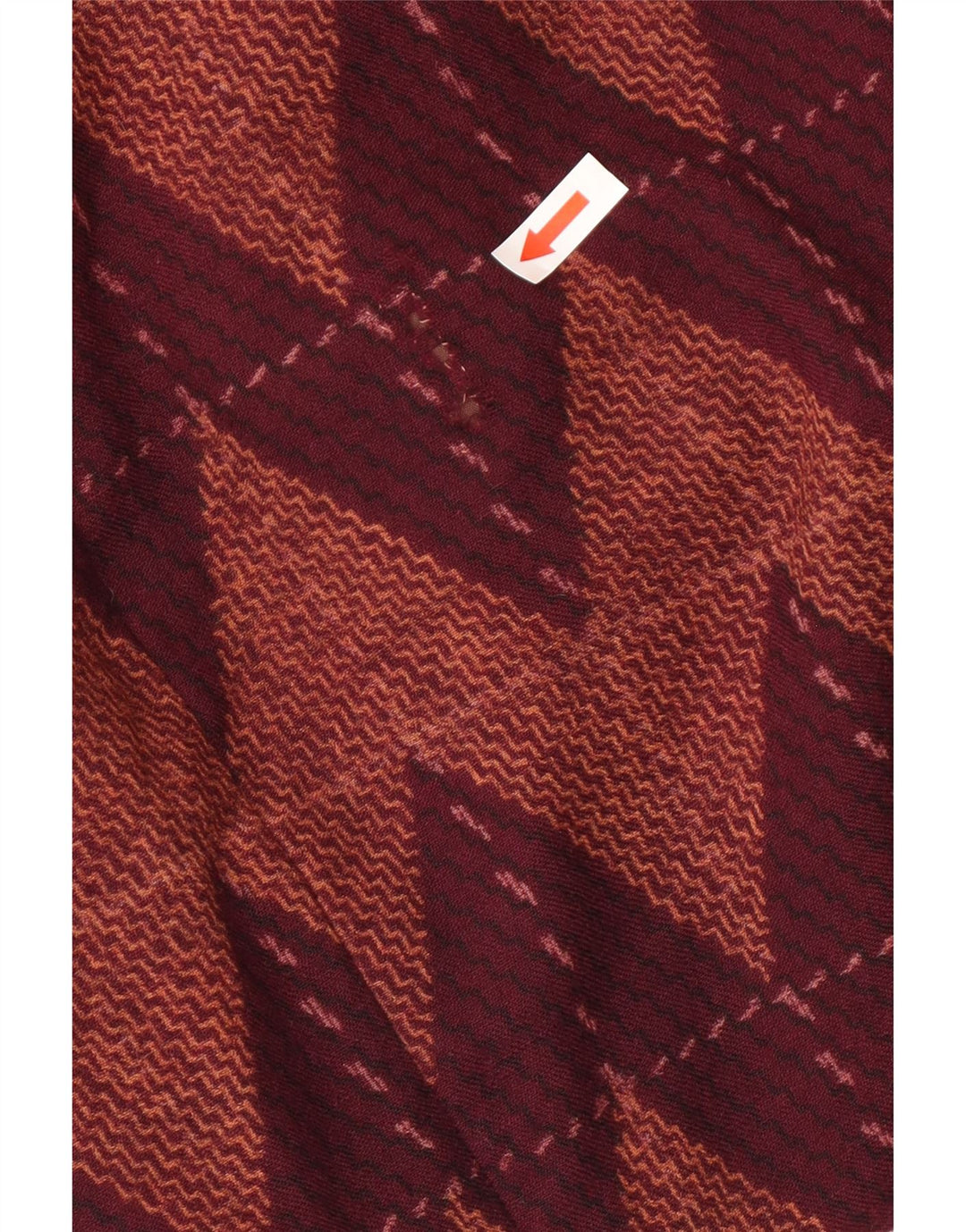Vestido básico feminino vintage manga 3/4 Reino Unido 12 médio Borgonha Chevron