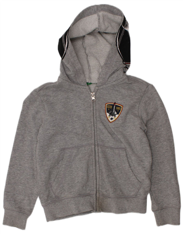 Suéter Benetton Boys Graphic Zip com capuz 5-6 anos cinza