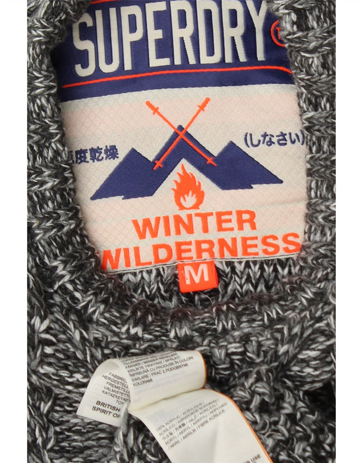 Suéter masculino SUPERDRY com gola redonda e acrílico manchado cinza médio