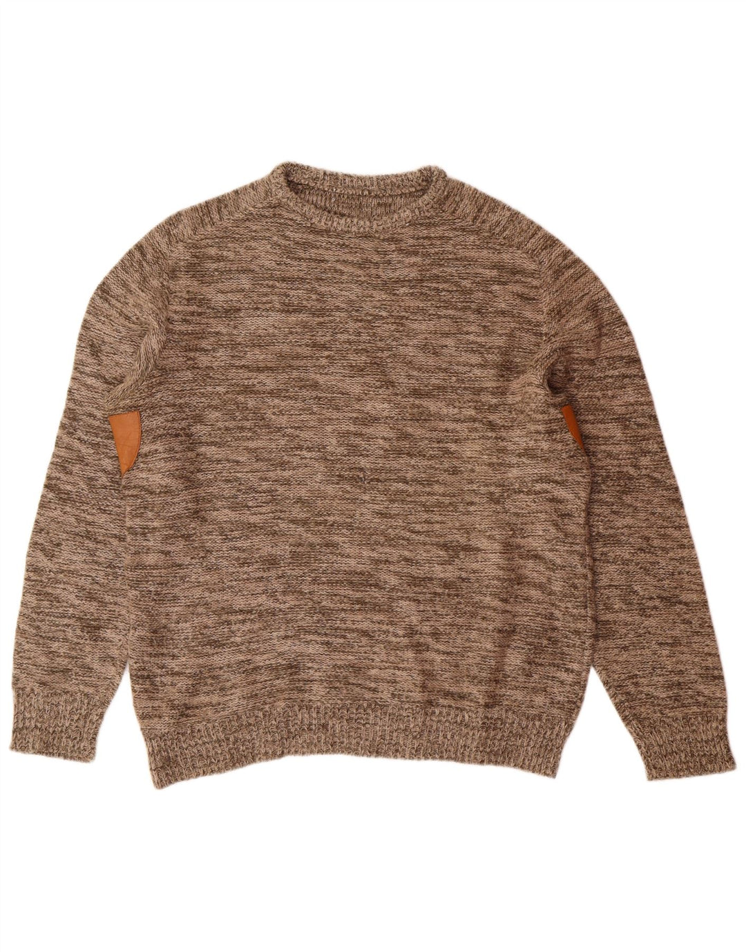 Suéter vintage masculino com gola redonda IT 48 acrílico manchado marrom médio