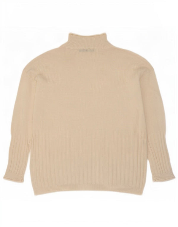 Suéter feminino Marks & Spencer com gola tartaruga Reino Unido 10 pequeno bege