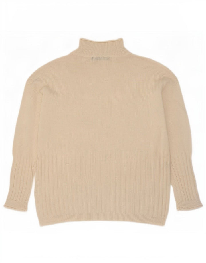 Suéter feminino Marks & Spencer com gola tartaruga Reino Unido 10 pequeno bege