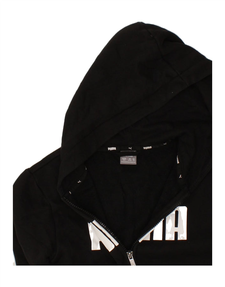 PUMA Boys Graphic Zip Hoodie Sweater 11-12 Years Black Cotton Vintage Puma and Second-Hand Puma from Messina Hembry 