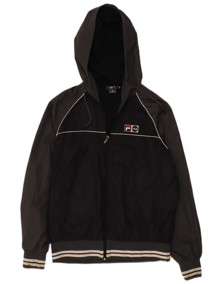 Fila Mens Hooded Rain Jacket Pequeno Poliéster Colourblock Preto