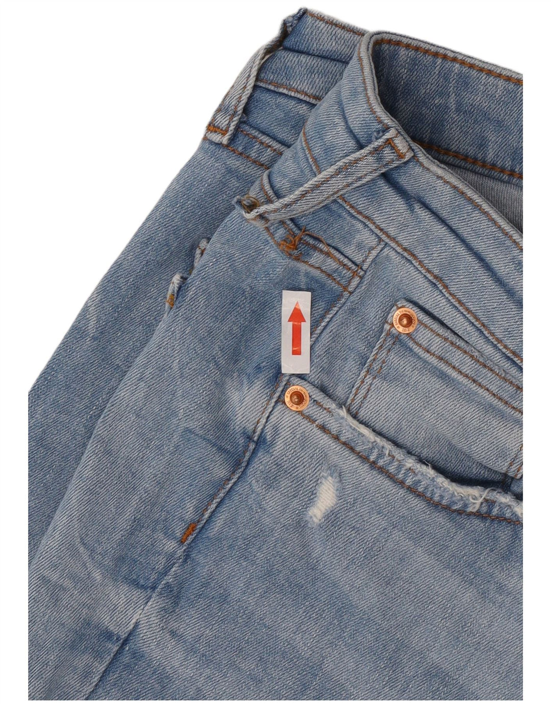 Zara Jeans skinny feminino desgastado UE 40 médio W30 L27 algodão azul