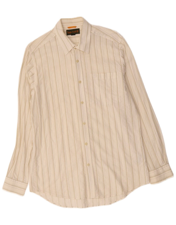 Camisa masculina Timberland médio off white listrado algodão