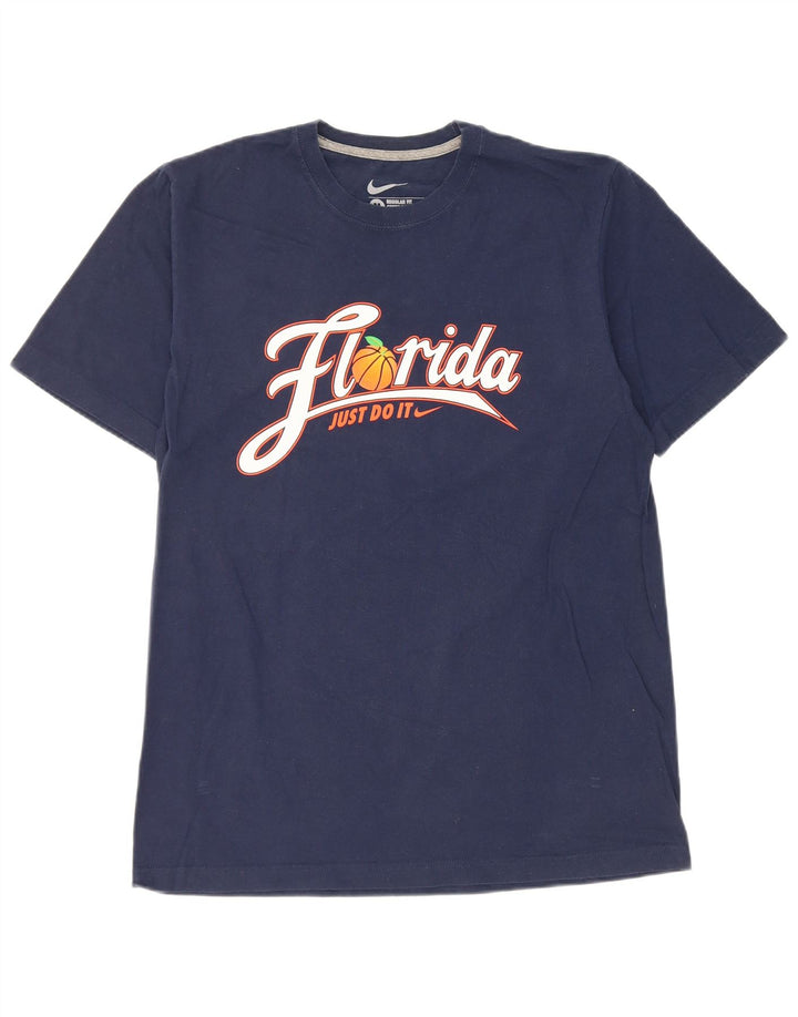 Camiseta Nike masculina Florida Regular Fit gráfica top médio azul marinho