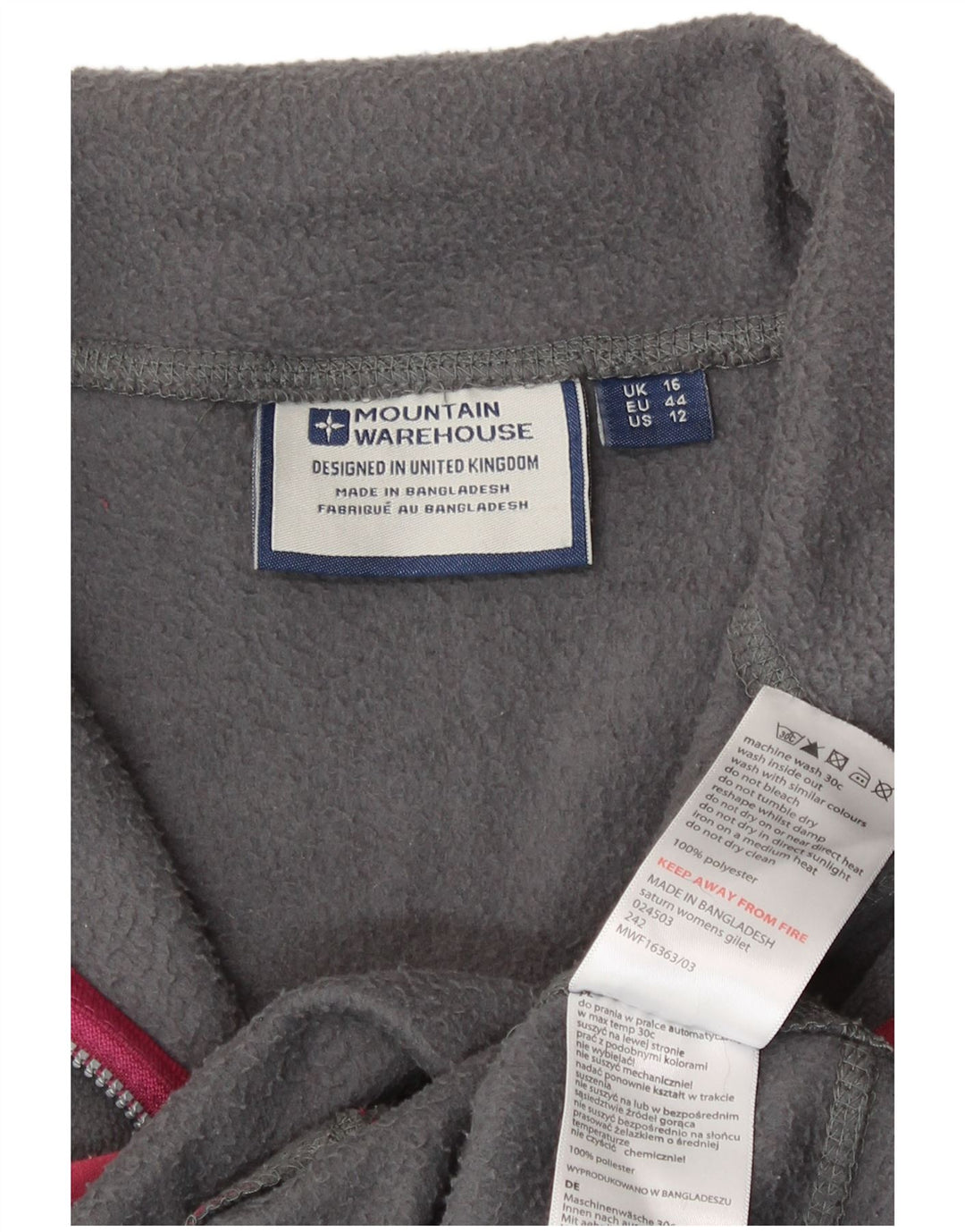 Mountain Warehouse Womens Fleece Gilet UK 16 Grande Poliéster Cinza