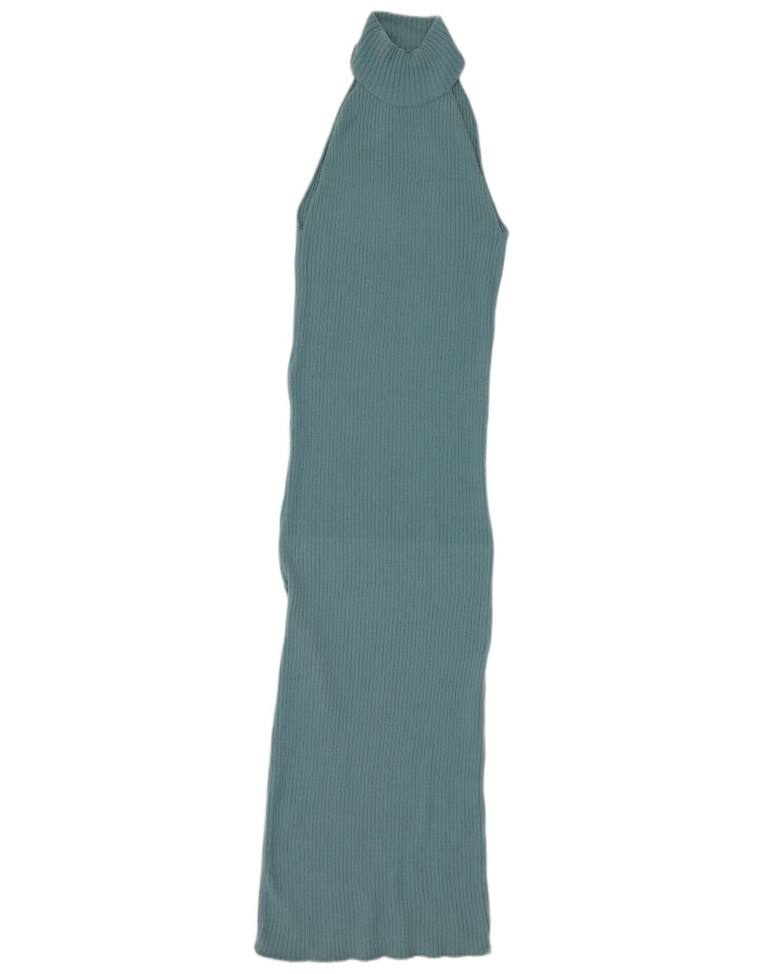 Vestido Maxi Halter Zara Feminino Reino Unido 12 Nylon Azul Médio