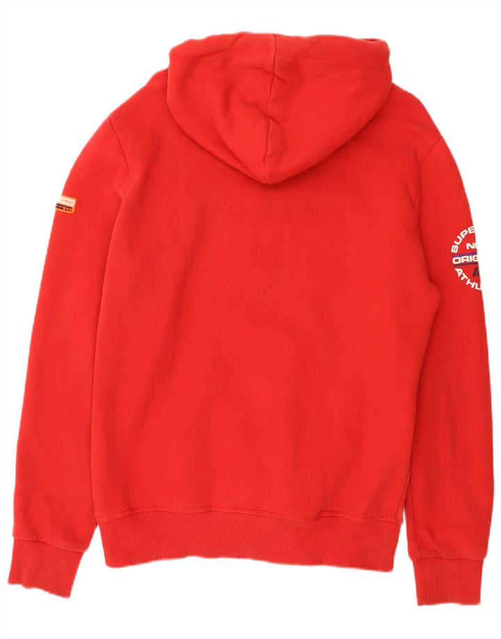 Suéter Superdry masculino com capuz gráfico médio vermelho algodão colorblock