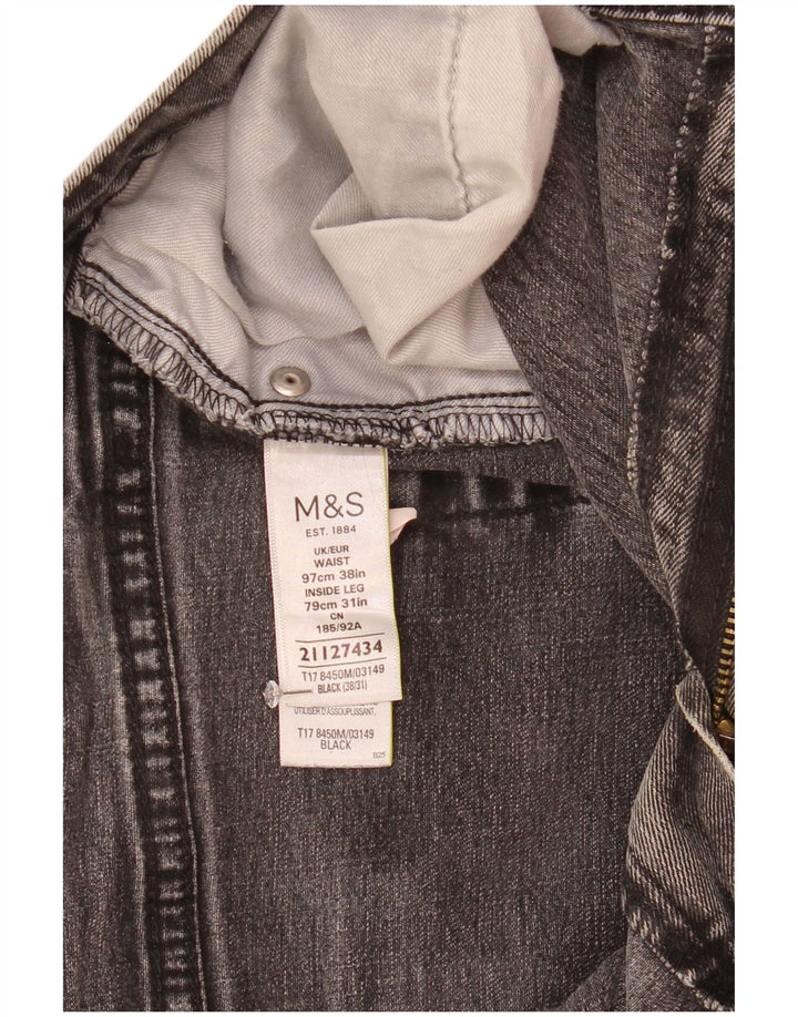 Jeans retos masculinos Marks & Spencer W38 L31 algodão preto