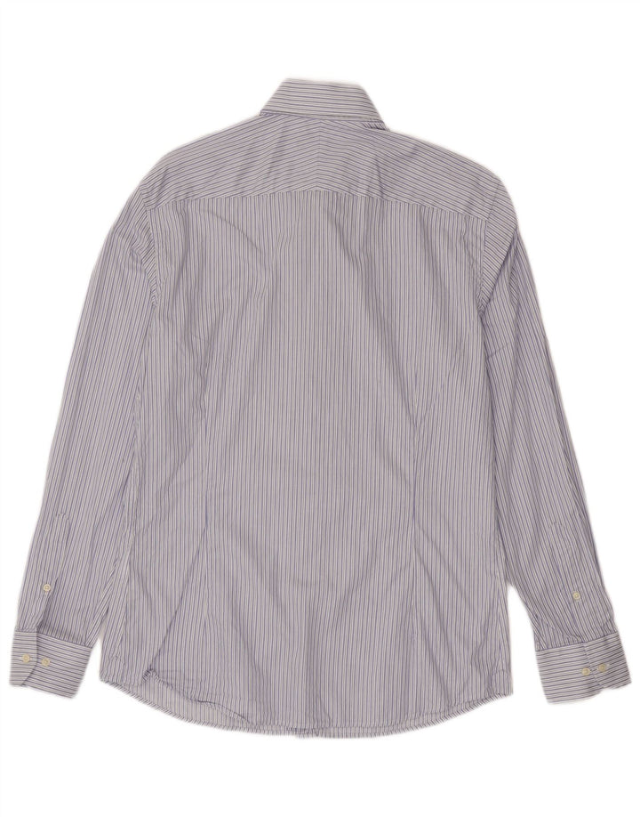 Camisa masculina Hackett Slim Fit tamanho 39 15 algodão listrado azul médio