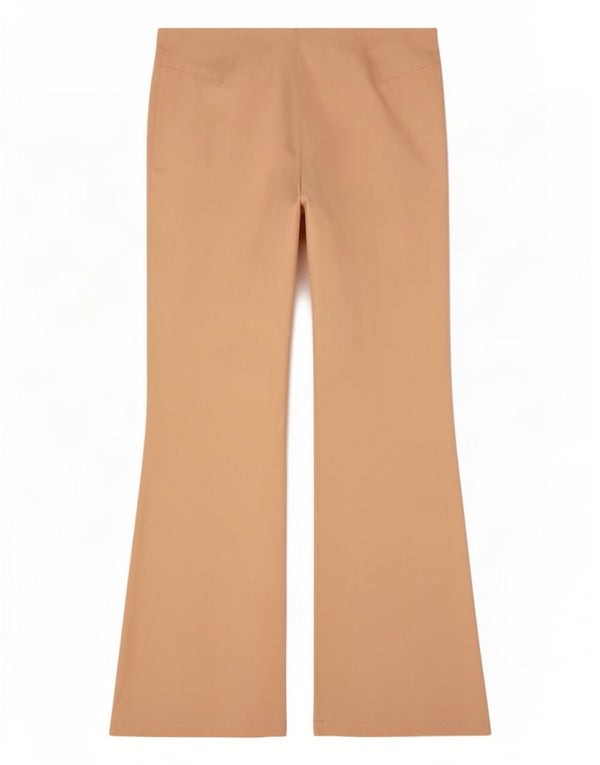 Calça feminina casual Benetton Flare IT 42 médio W30 L33 algodão bege