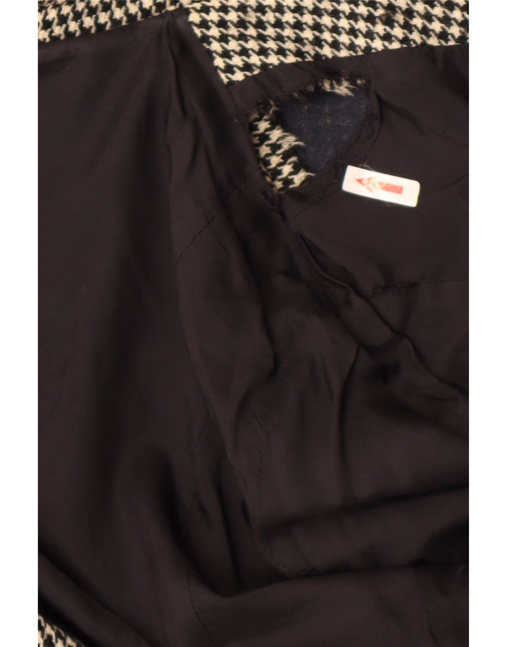 Jaqueta blazer feminina Griffe com 4 botões UK 10 pequena preta Houndstooth