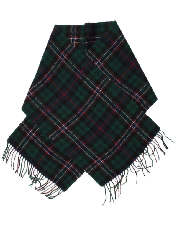Lenço retangular masculino vintage tamanho único lã de cordeiro xadrez verde