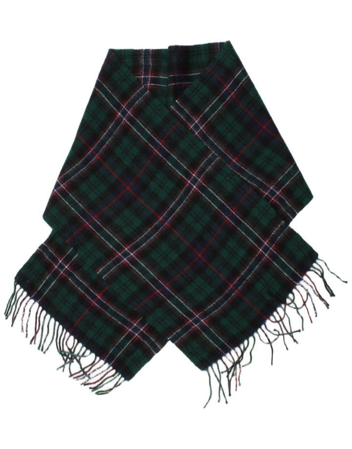 Lenço retangular masculino vintage tamanho único lã de cordeiro xadrez verde