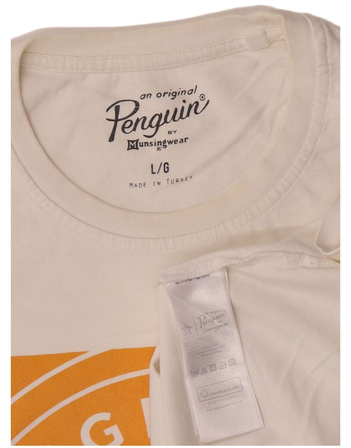 Camiseta gráfica masculina Penguin Top grande de algodão branco