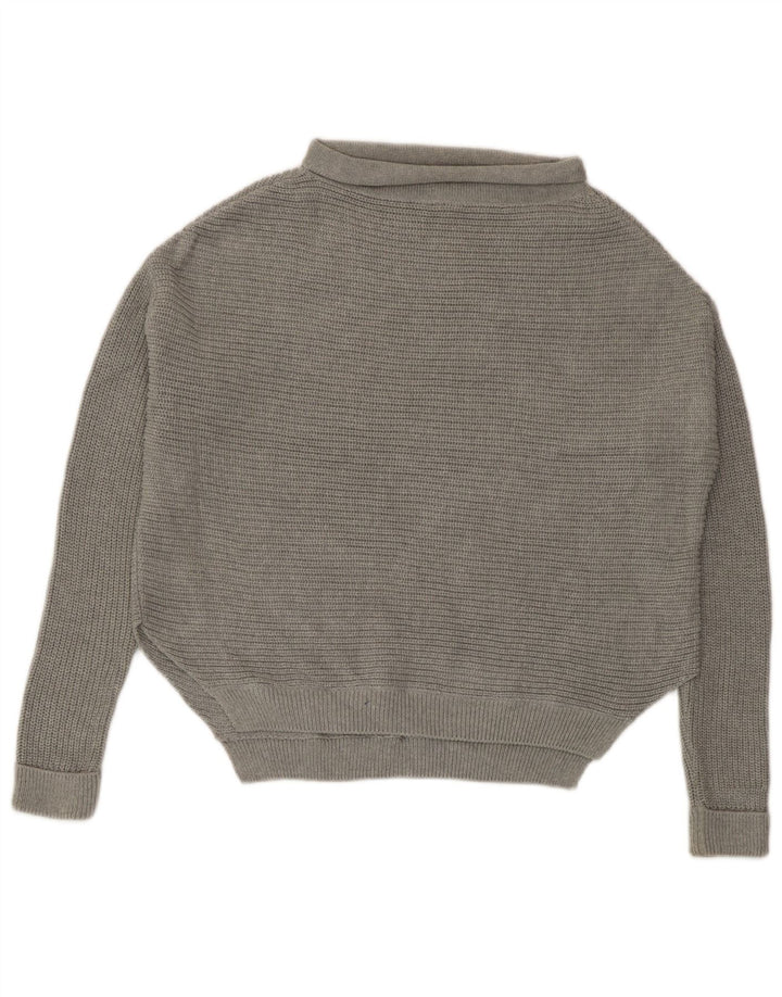 Topshop suéter feminino oversized com gola redonda Reino Unido 10 algodão cinza pequeno