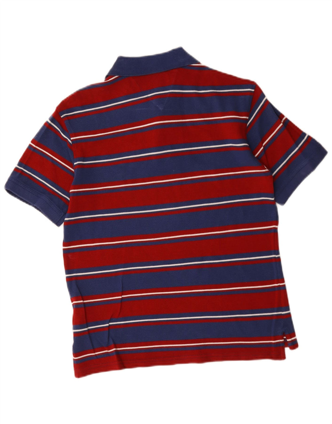 Camisa polo masculina Tommy Hilfiger pequena listrada vermelha de algodão