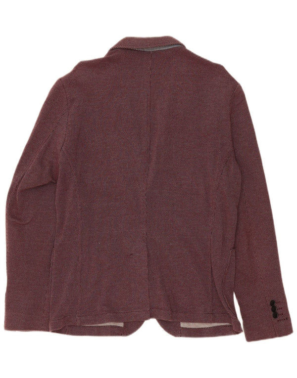 Jaqueta blazer masculina Zara com 2 botões EU 54 XL Borgonha manchada de algodão