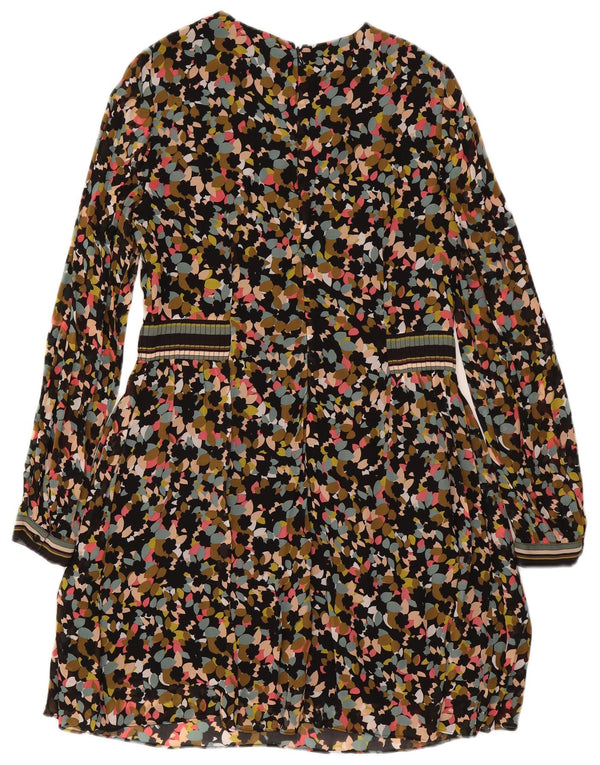 Vestido feminino Reiss manga comprida evasê UK 10 pequeno floral multicolorido